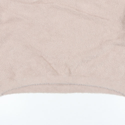 Pull&Bear Womens Pink Round Neck  Nylon Pullover Jumper Size M