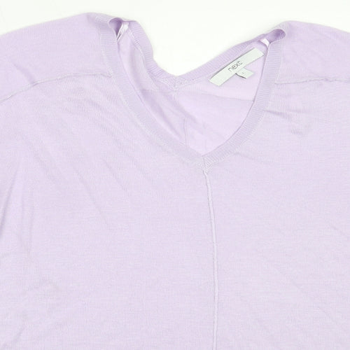 NEXT Womens Purple V-Neck  Viscose Pullover Jumper Size L