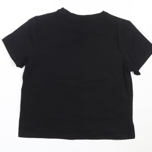 SheIn Girls Black  Cotton Basic T-Shirt Size 11-12 Years Round Neck