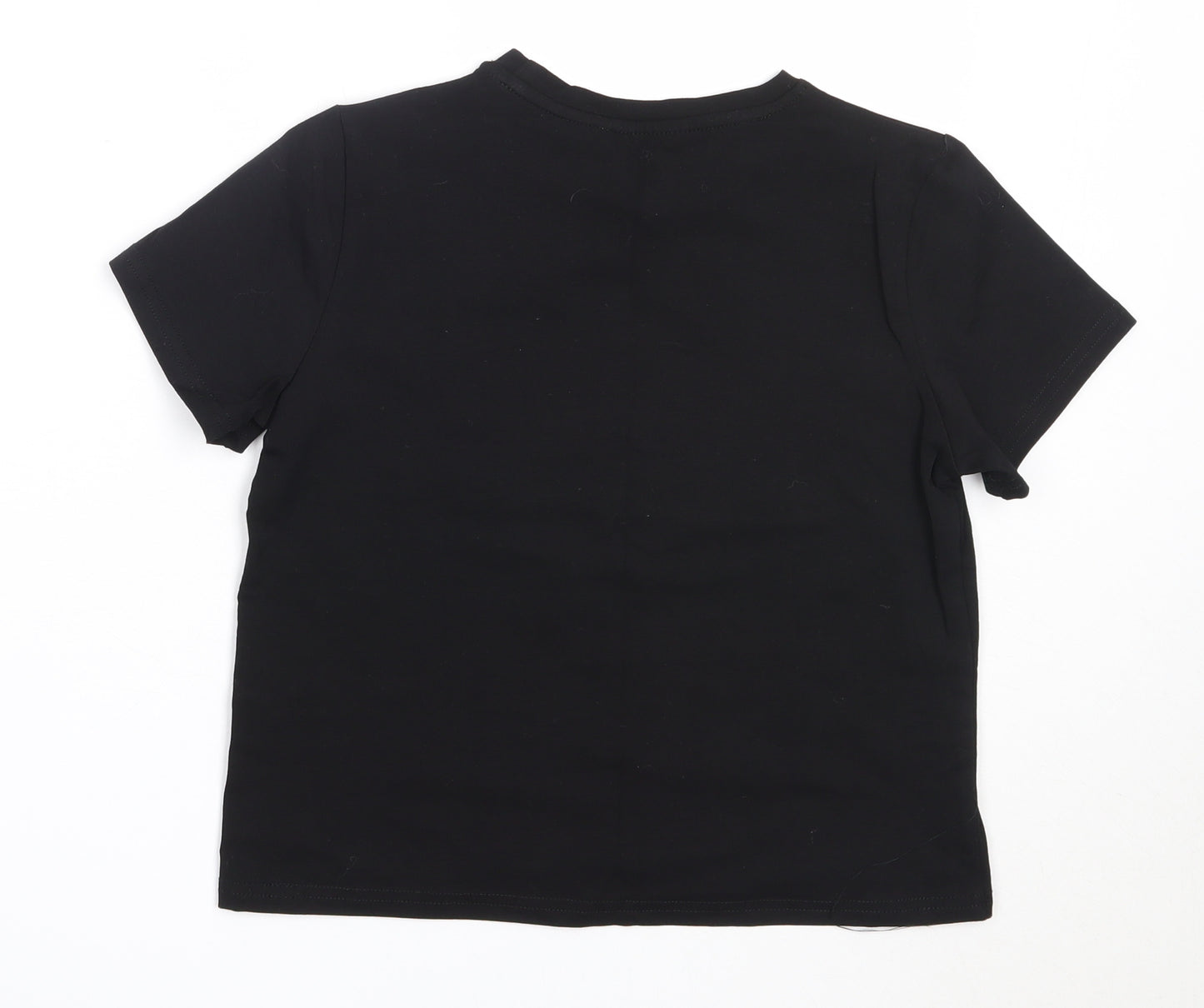 SheIn Girls Black  Cotton Basic T-Shirt Size 11-12 Years Round Neck