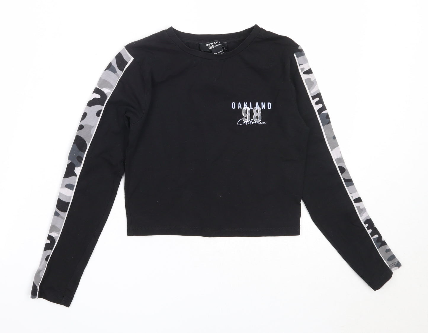 New Look Girls Black  Cotton Basic T-Shirt Size 10-11 Years Round Neck