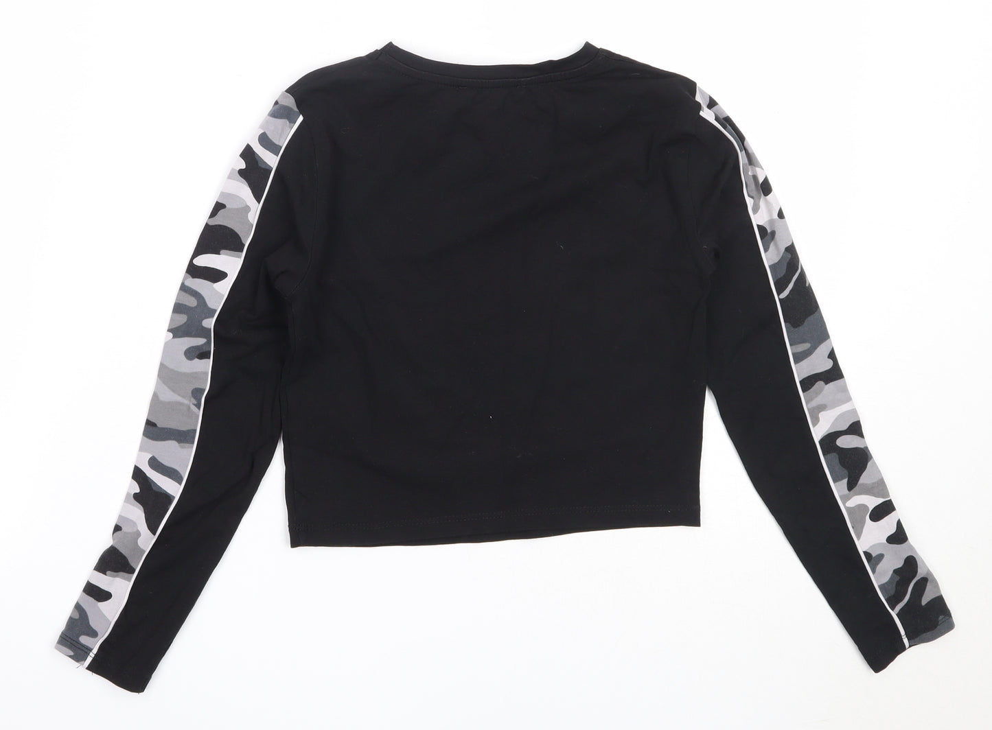 New Look Girls Black  Cotton Basic T-Shirt Size 10-11 Years Round Neck