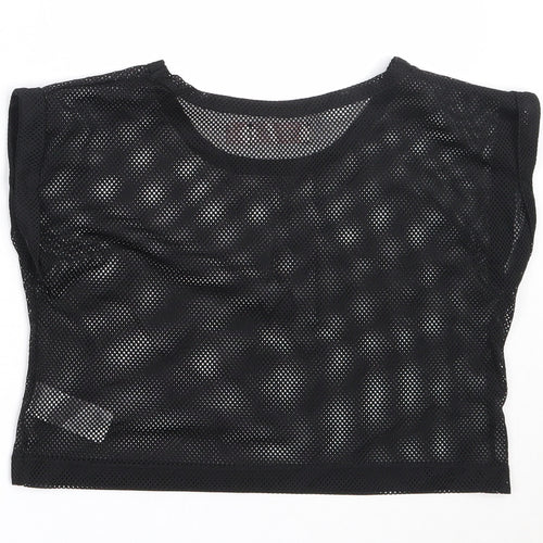 Pineapple Girls Black  Polyester Cropped T-Shirt Size 9-10 Years Round Neck