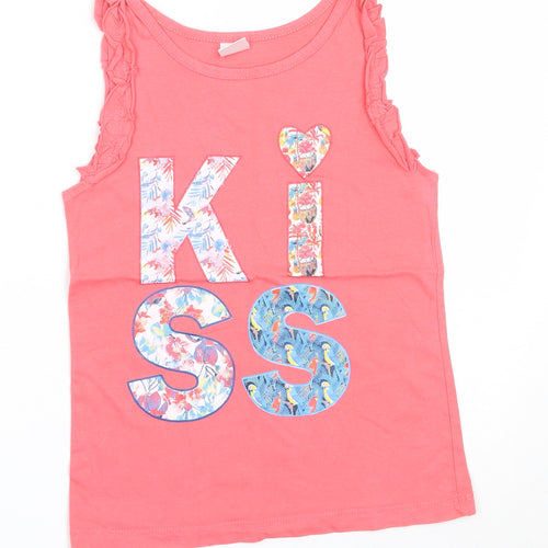 Emily Girls Red  Cotton Basic Tank Size 8 Years Round Neck