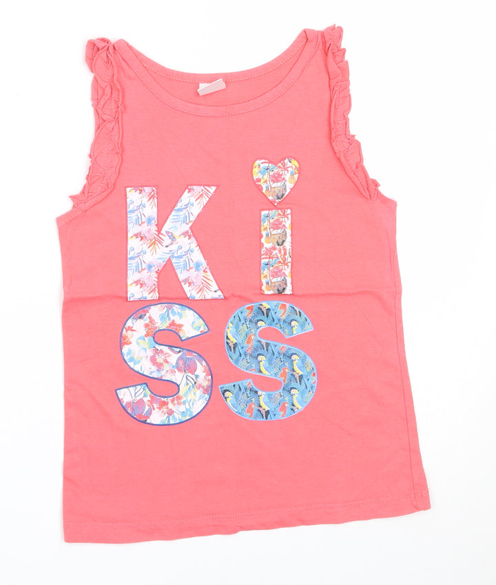Emily Girls Red Cotton Basic Tank Size 8 Years Round Neck