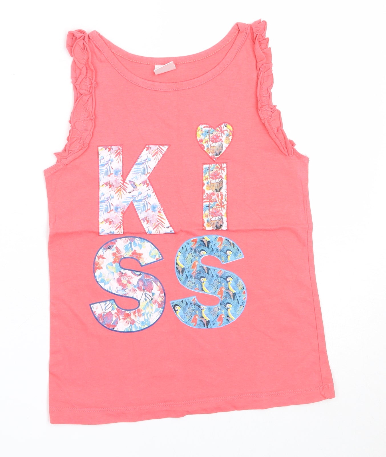 Emily Girls Red  Cotton Basic Tank Size 8 Years Round Neck