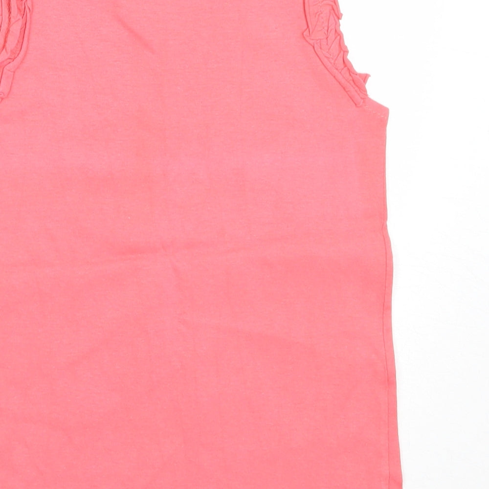 Emily Girls Red  Cotton Basic Tank Size 8 Years Round Neck