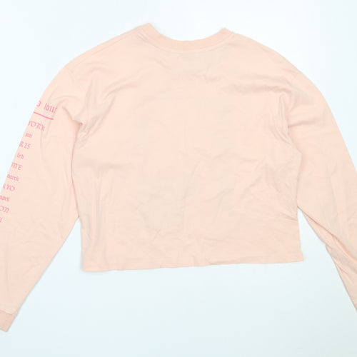 River Island Girls Pink  Cotton Basic T-Shirt Size 11-12 Years Round Neck