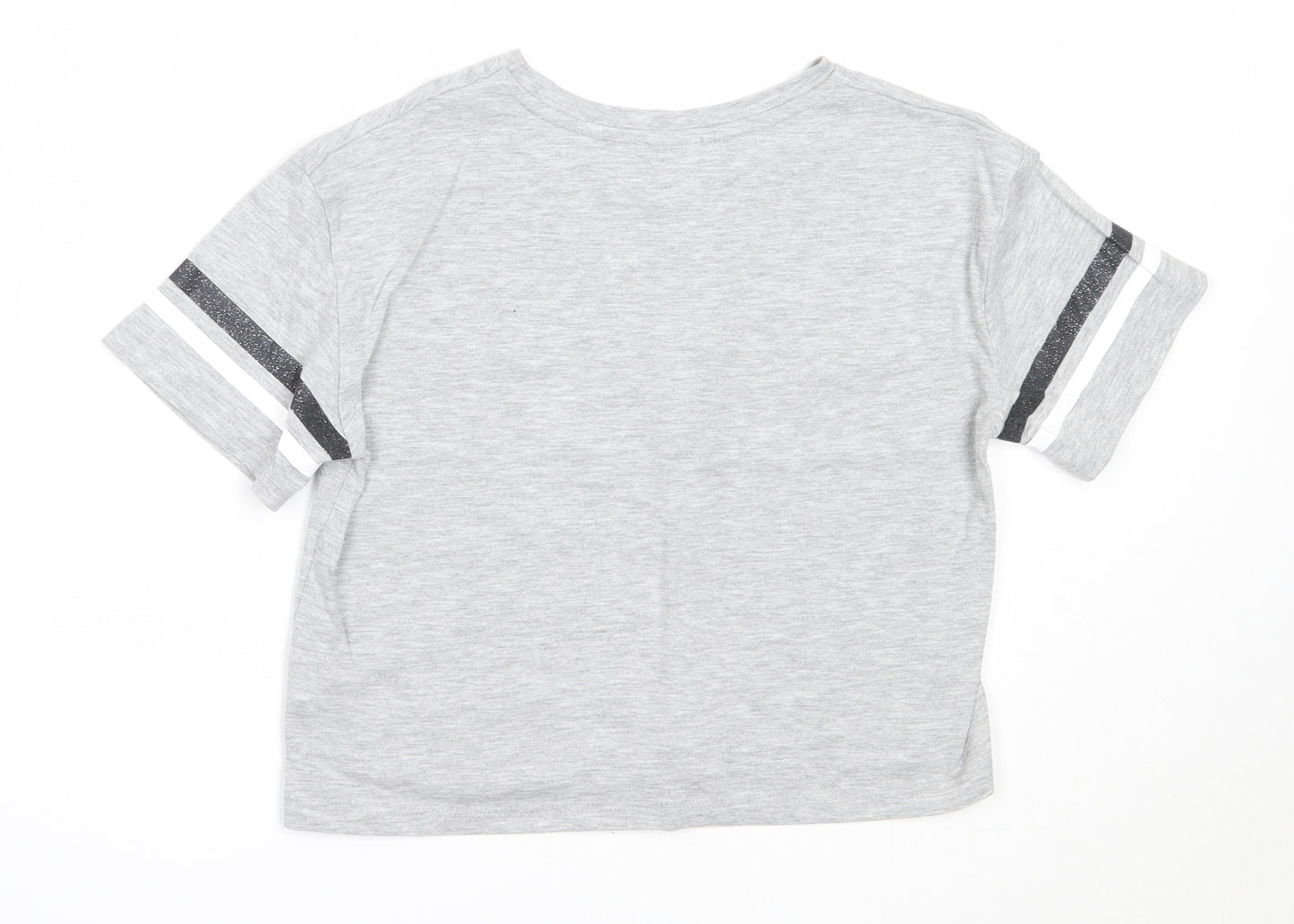 Primark Girls Grey  Cotton Basic T-Shirt Size 10-11 Years Round Neck