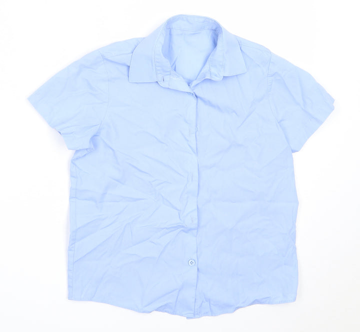 George Boys Blue Polyester Basic Button-Up Size 8-9 Years Collared - school