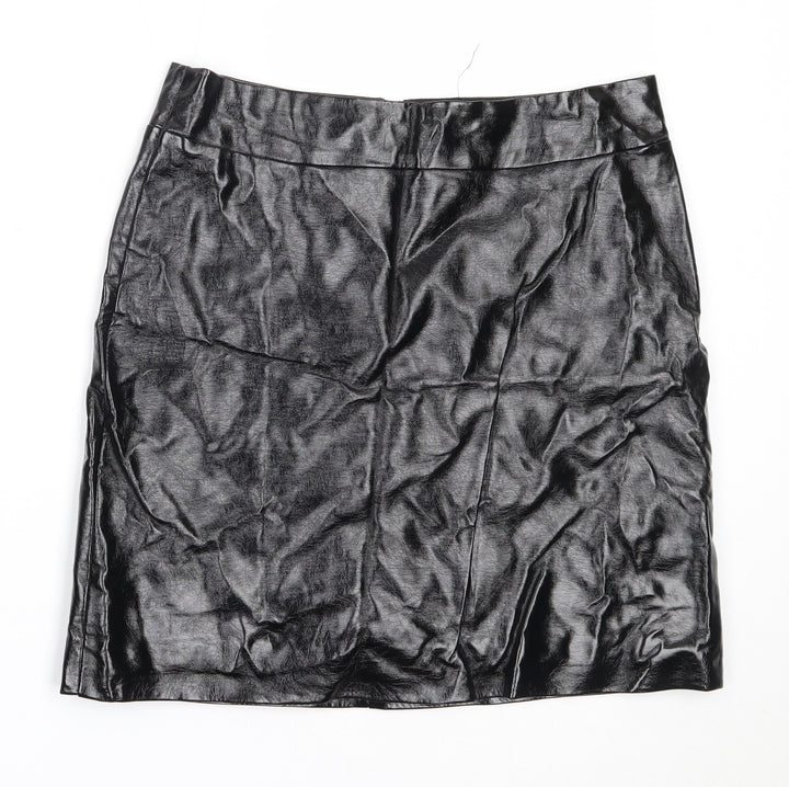 Marks and Spencer Womens Black Polyurethane Mini Skirt Size 10