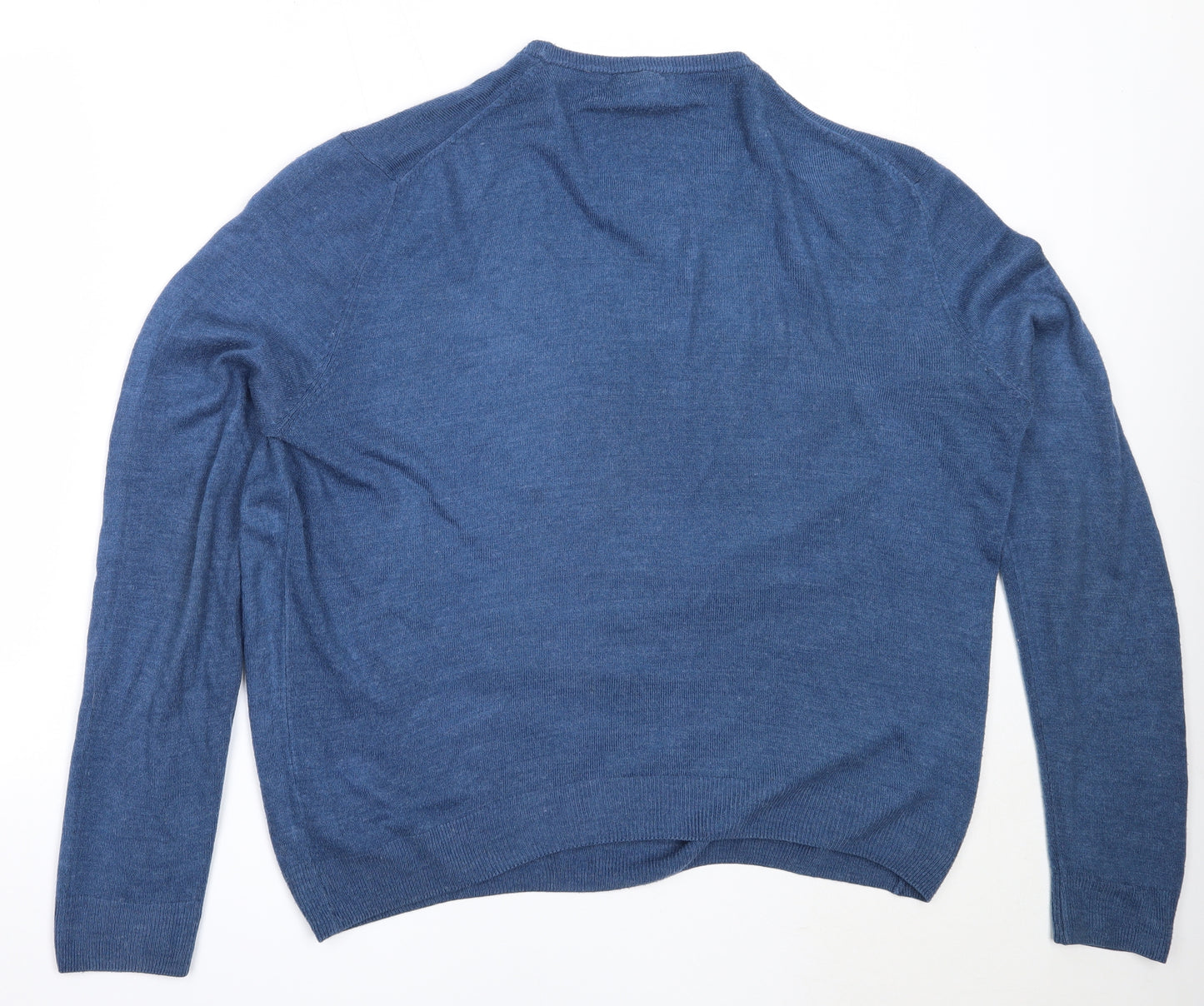 F&F Mens Blue Round Neck  Acrylic Pullover Jumper Size L