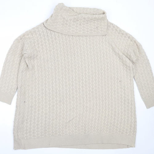 H&M Womens Beige Roll Neck  Acrylic Pullover Jumper Size S