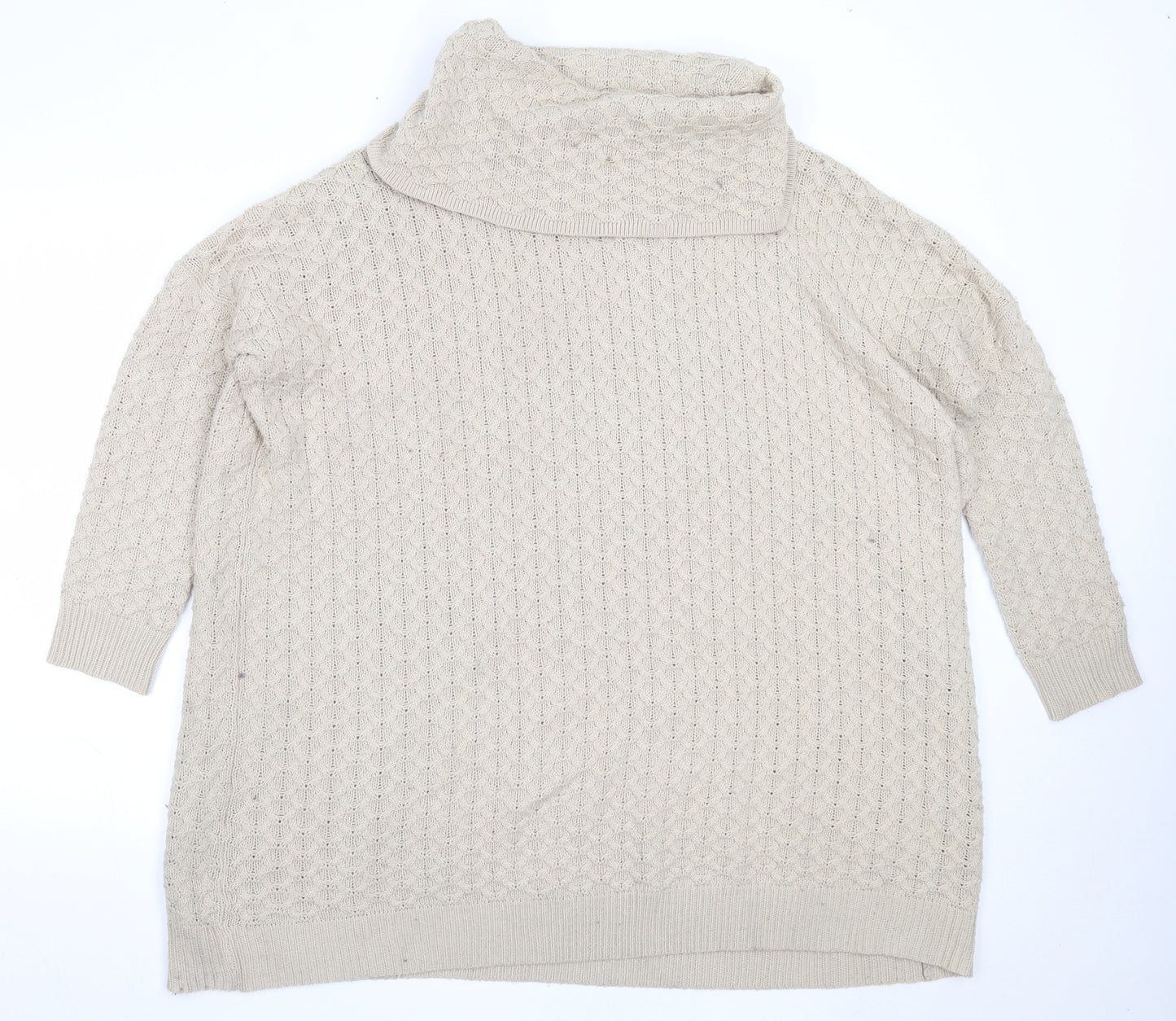 H&M Womens Beige Roll Neck  Acrylic Pullover Jumper Size S