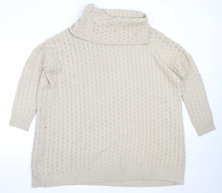 H&M Womens Beige Roll Neck  Acrylic Pullover Jumper Size S