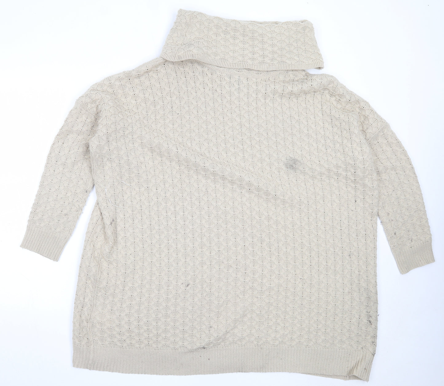 H&M Womens Beige Roll Neck  Acrylic Pullover Jumper Size S