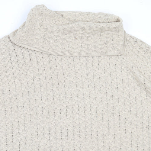 H&M Womens Beige Roll Neck  Acrylic Pullover Jumper Size S