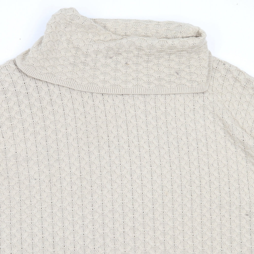 H&M Womens Beige Roll Neck  Acrylic Pullover Jumper Size S