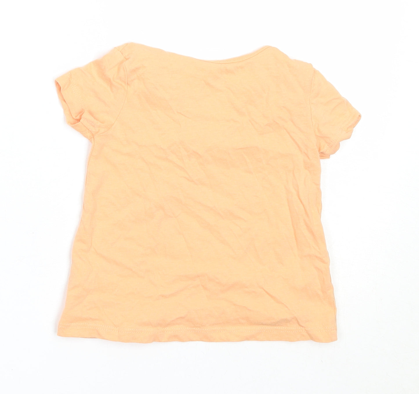 George Girls Orange  Cotton Basic T-Shirt Size 6-9 Months Round Neck