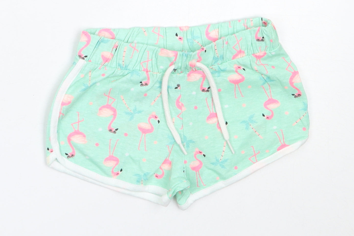 Pep&Co Girls Green  Cotton Cropped Trousers Size 12-18 Months   - flamingo