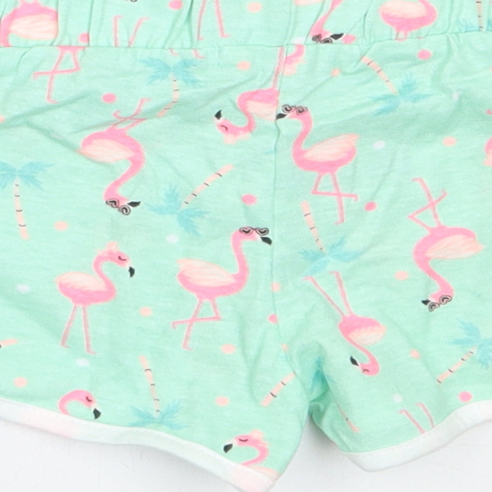 Pep&Co Girls Green  Cotton Cropped Trousers Size 12-18 Months   - flamingo