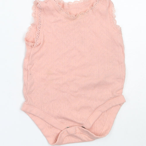 F&F Girls Pink  Cotton Babygrow One-Piece Size 6-9 Months
