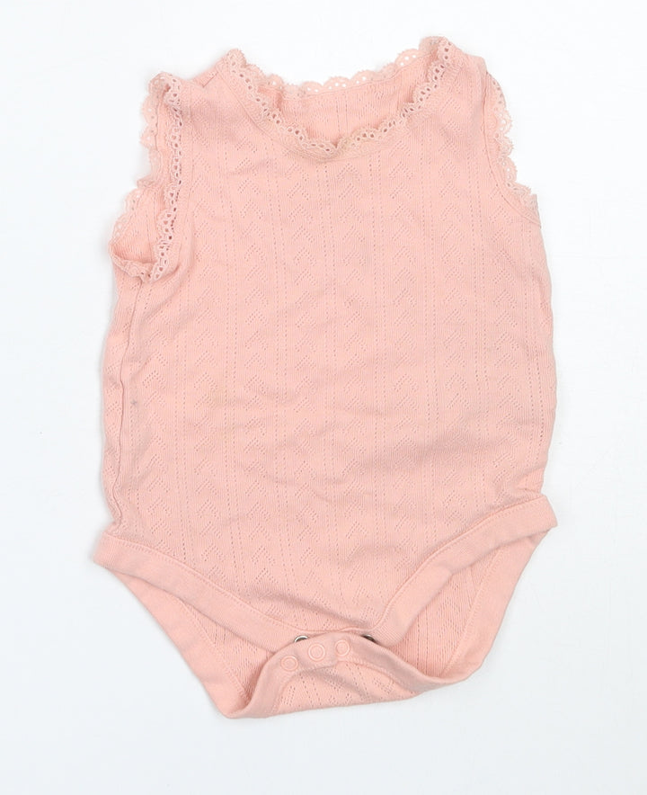 F&F Girls Pink  Cotton Babygrow One-Piece Size 6-9 Months