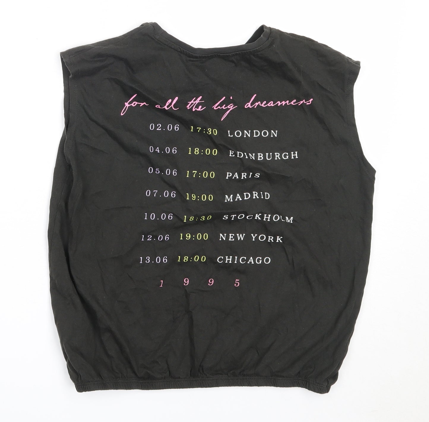 H&M Girls Black  Cotton Basic Tank Size 13-14 Years Round Neck