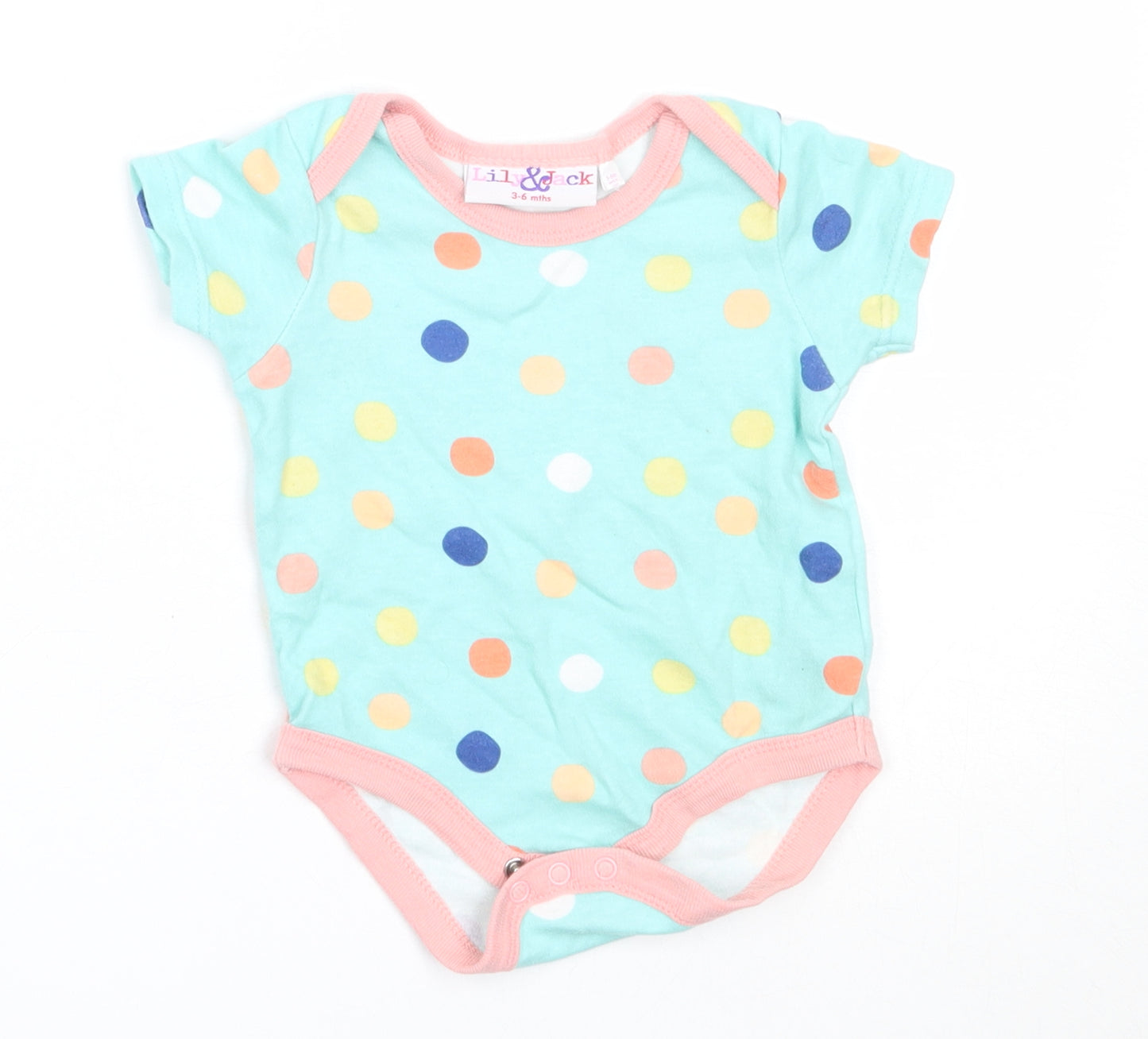 Lily & Jack Baby Green Polka Dot Cotton Babygrow One-Piece Size 3-6 Months