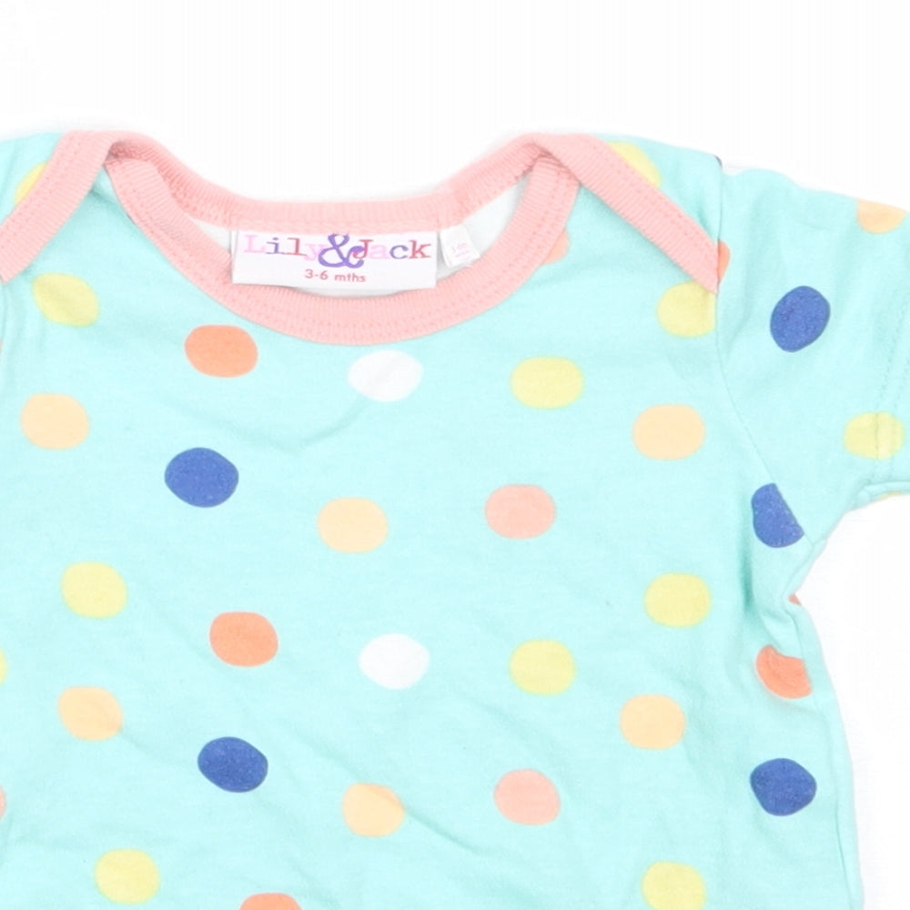 Lily & Jack Baby Green Polka Dot Cotton Babygrow One-Piece Size 3-6 Months