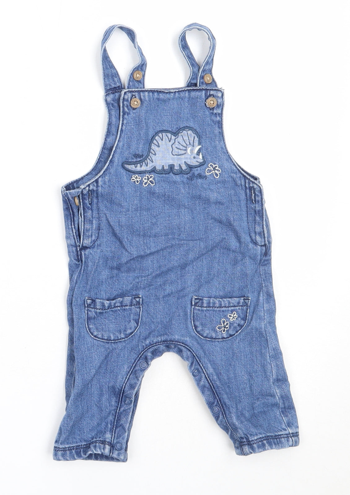 Marks and Spencer Boys Blue  Cotton Dungaree One-Piece Size 3-6 Months