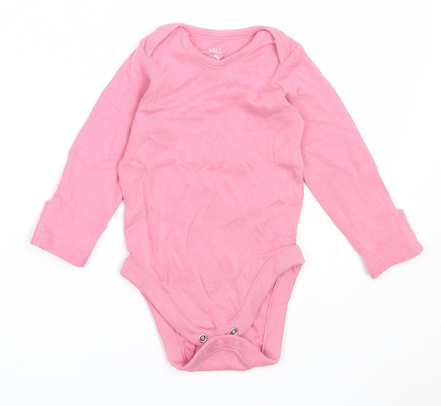 Marks and Spencer Girls Pink  Cotton Babygrow One-Piece Size 3-6 Months