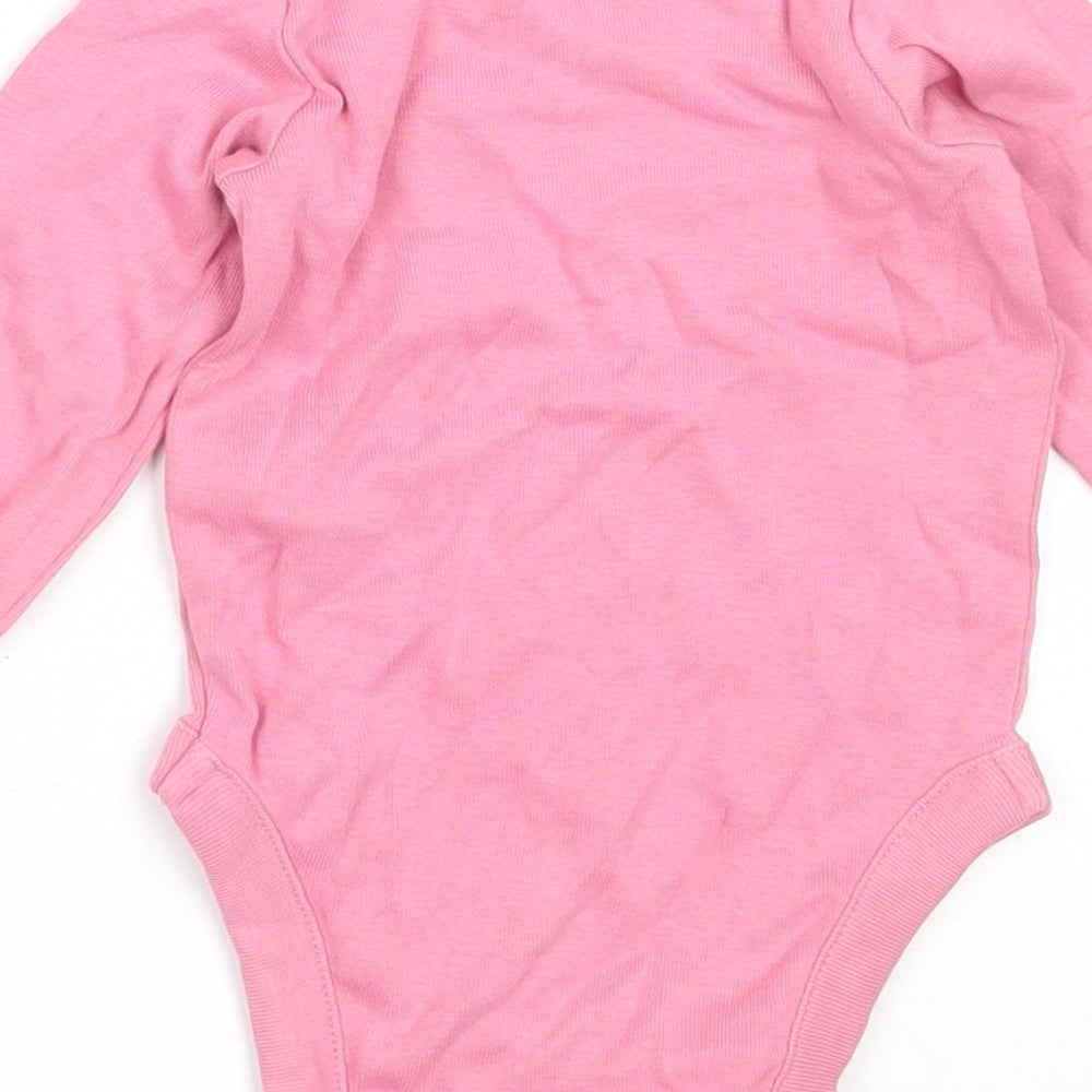 Marks and Spencer Girls Pink  Cotton Babygrow One-Piece Size 3-6 Months