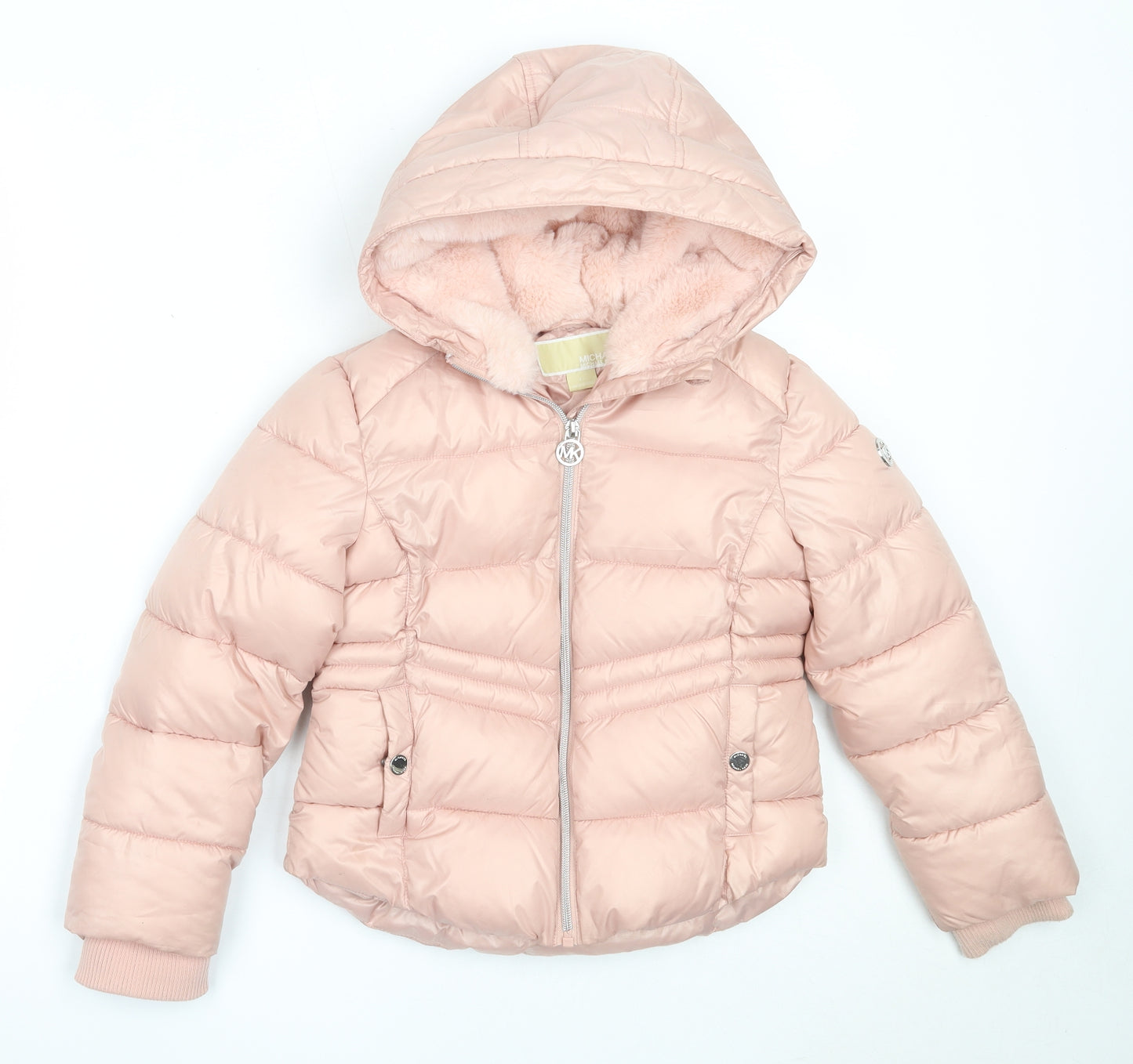 Michael Kors Girls Pink   Puffer Jacket Coat Size 6 Years  Zip