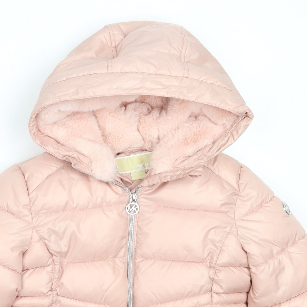 Michael Kors Girls Pink   Puffer Jacket Coat Size 6 Years  Zip
