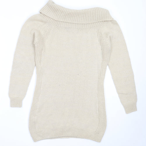 Preworn Womens Beige Roll Neck  Acrylic Pullover Jumper Size S