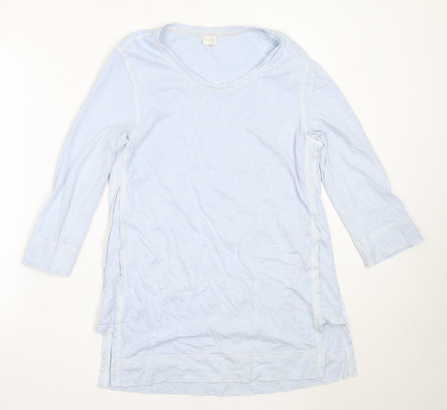 Poetry Womens Blue  Hemp Basic T-Shirt Size 12 Round Neck