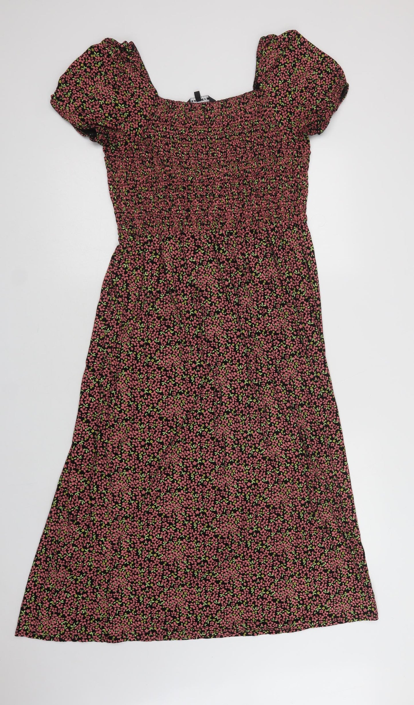 New Look Womens Multicoloured Floral Viscose A-Line  Size 14  Square Neck