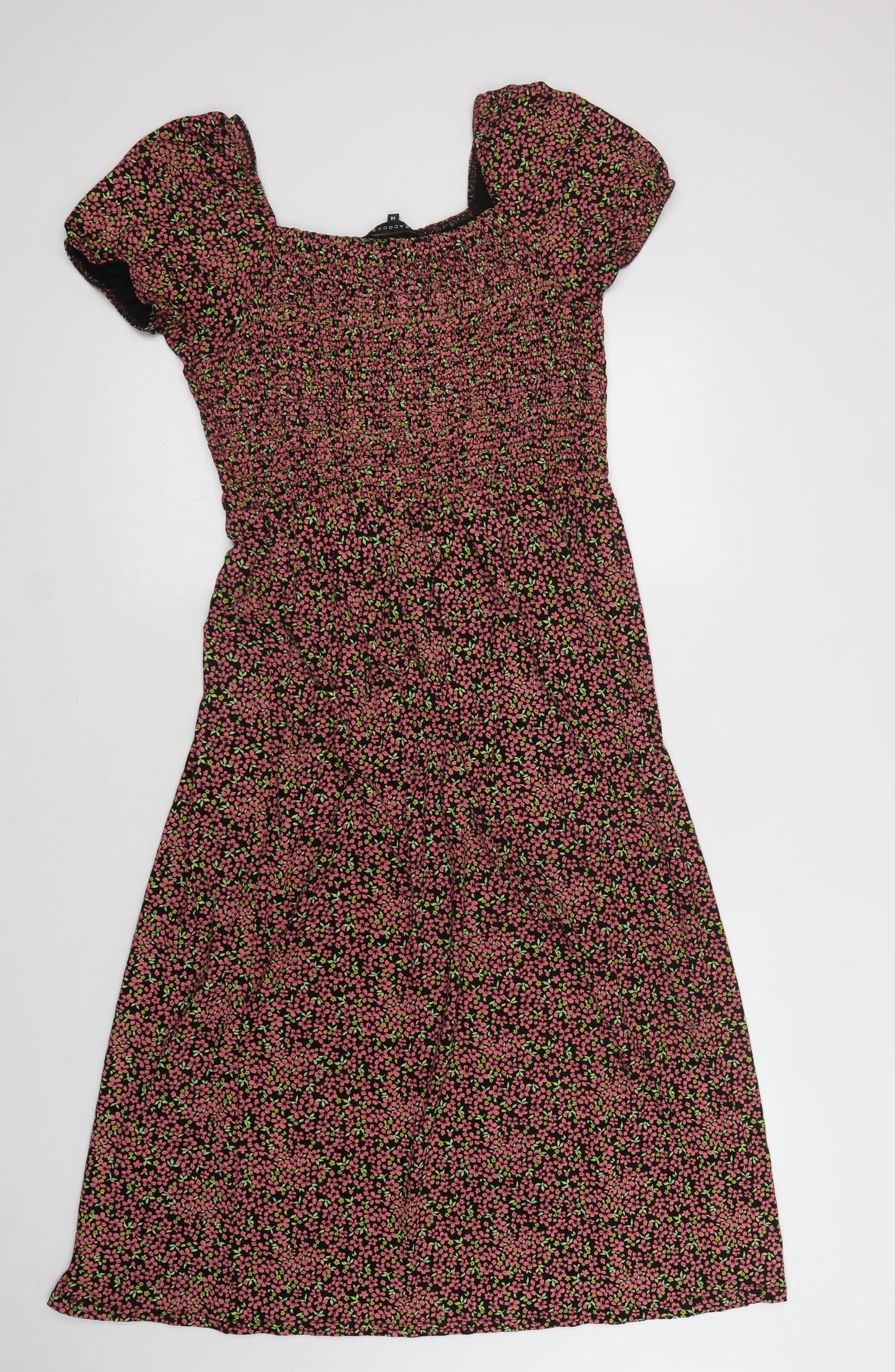 New Look Womens Multicoloured Floral Viscose A-Line  Size 14  Square Neck