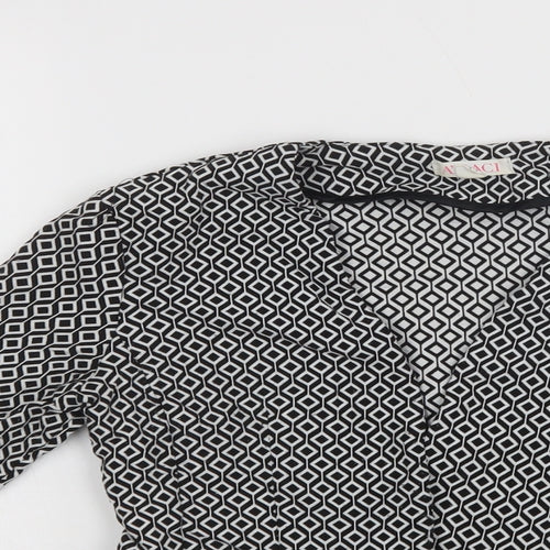 A'Gaci Womens Black Geometric  Jacket Blazer Size S