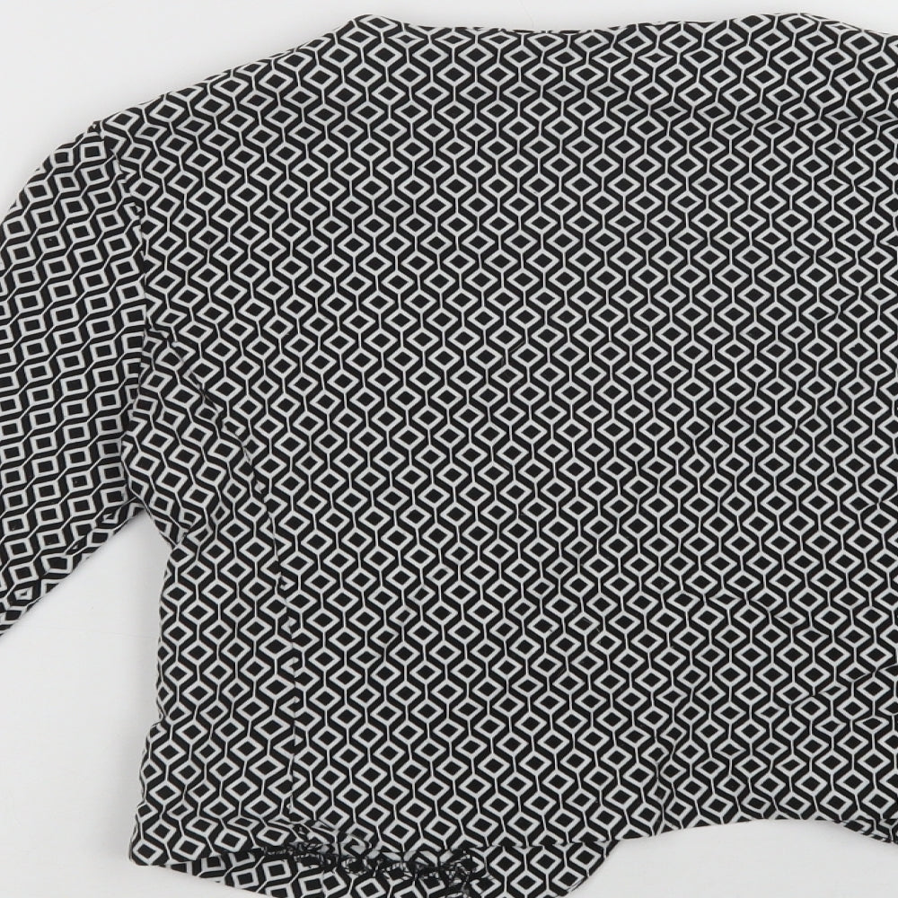 A'Gaci Womens Black Geometric  Jacket Blazer Size S