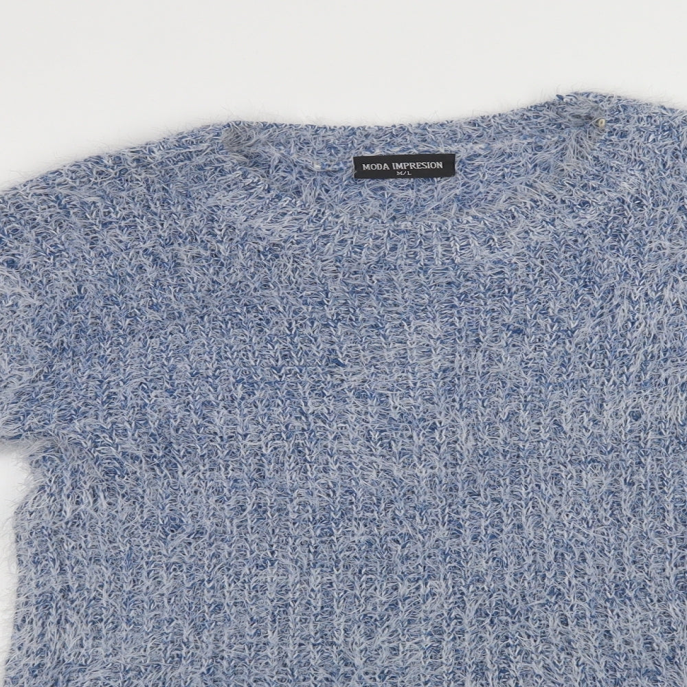 Moda Impression Womens Blue Crew Neck   Pullover Jumper Size M