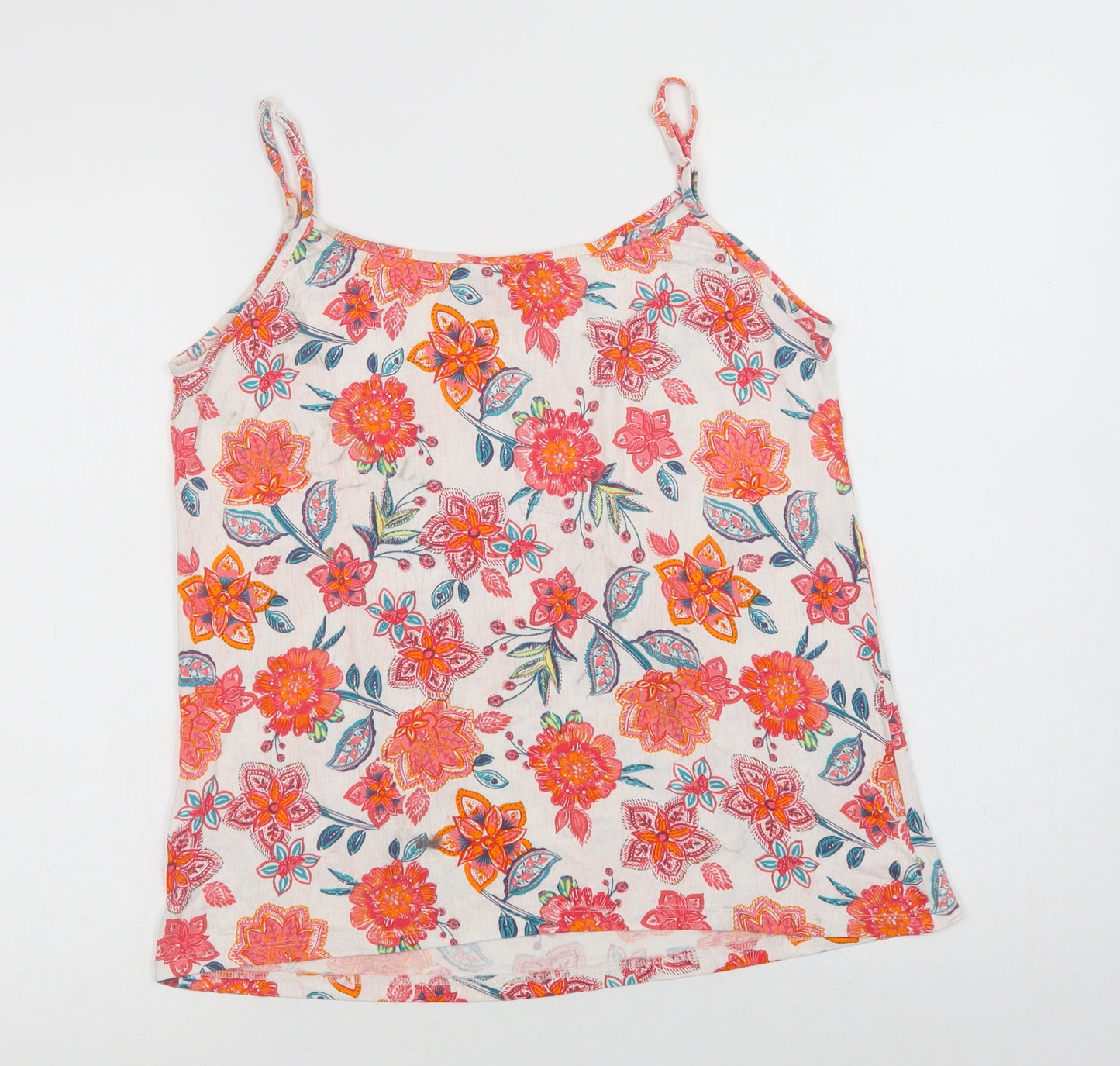 George Womens White Floral Viscose Camisole Blouse Size 12 V-Neck