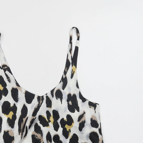 Loveown Womens White Animal Print Polyester Camisole Blouse Size 8 V-Neck