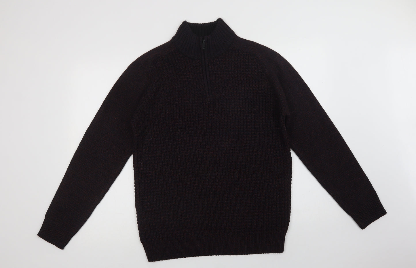Burton Mens Purple Collared  Acrylic Henley Jumper Size M