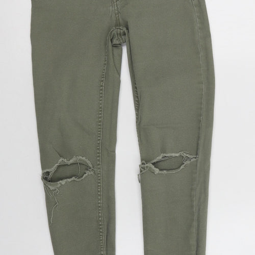 New Look Womens Green  Cotton Cropped Jeans Size 8 L25 in Regular Button