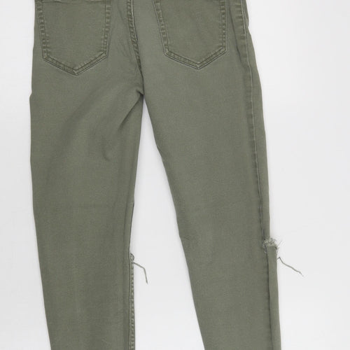 New Look Womens Green  Cotton Cropped Jeans Size 8 L25 in Regular Button