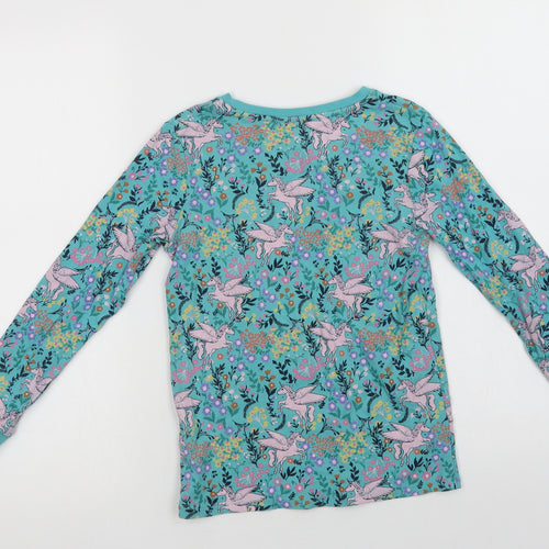 Marks and Spencer Girls Green Floral Cotton Top Pyjama Top Size 9-10 Years  Button - Unicorn Print