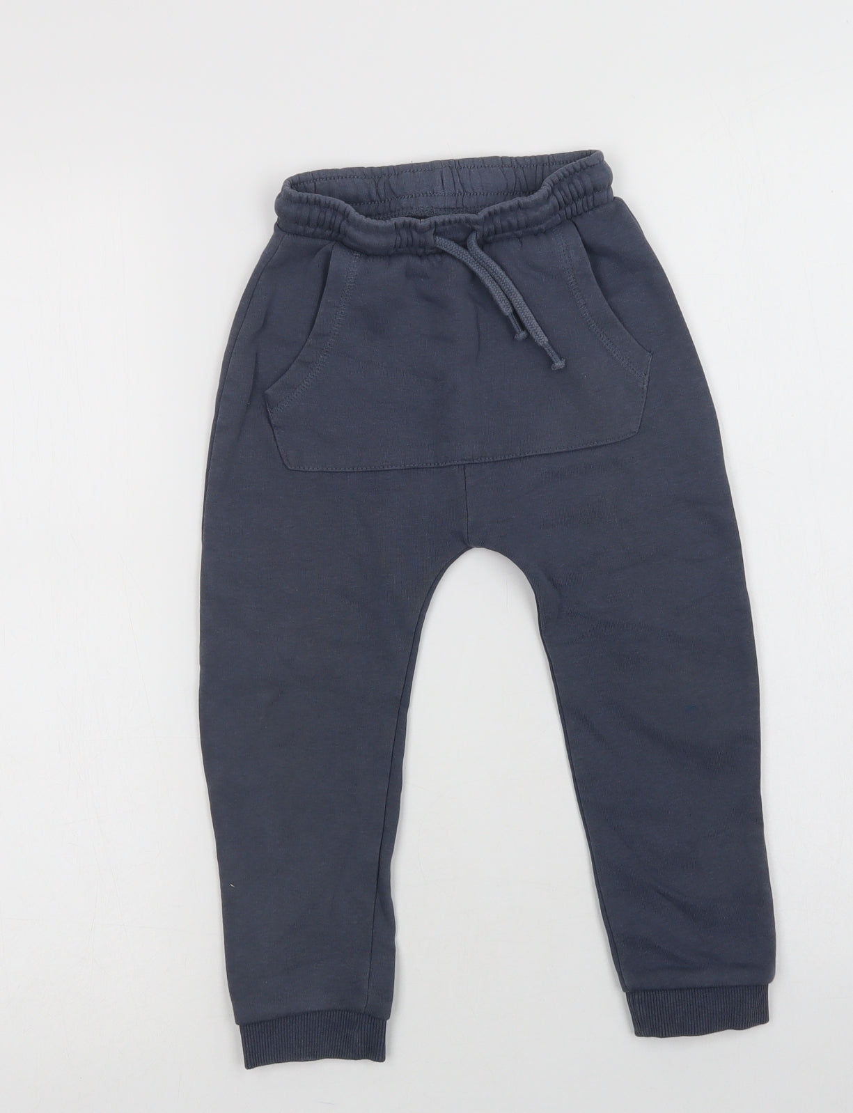 George Boys Blue  Cotton Jogger Trousers Size 3-4 Years  Regular Drawstring