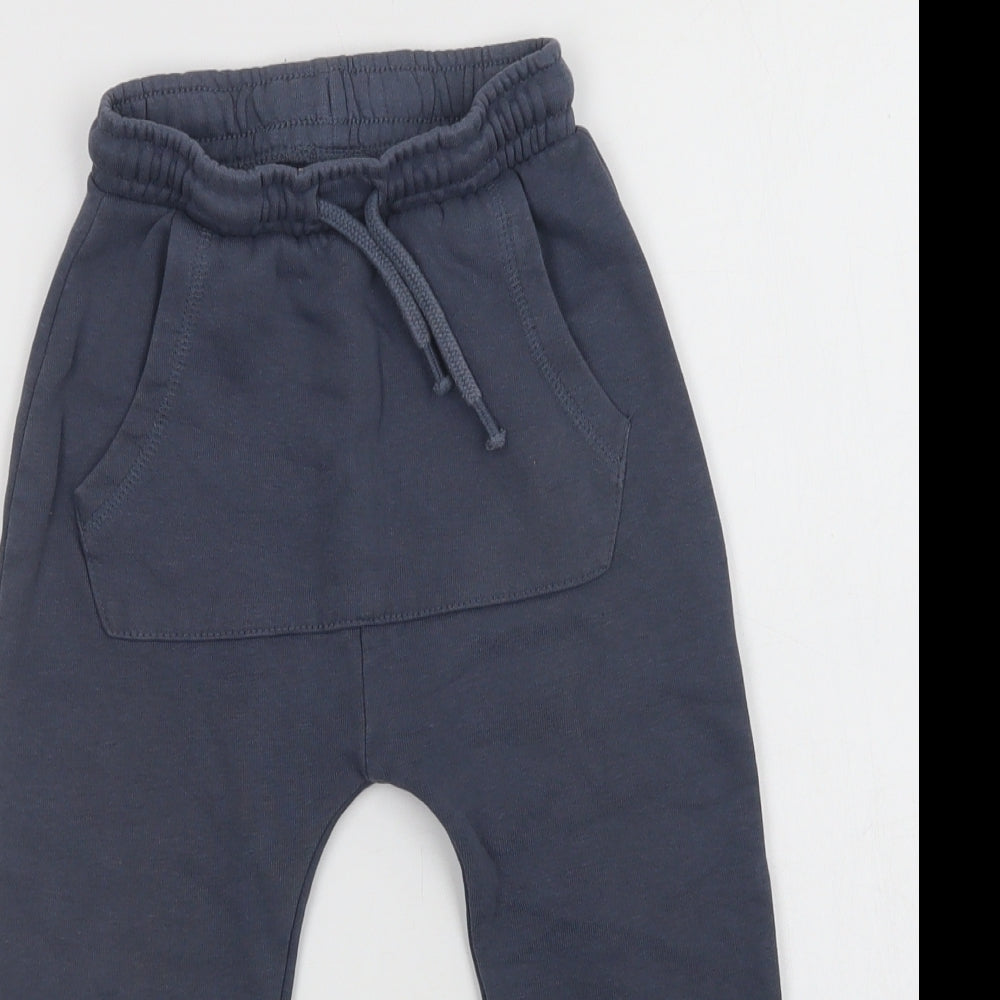 George Boys Blue  Cotton Jogger Trousers Size 3-4 Years  Regular Drawstring